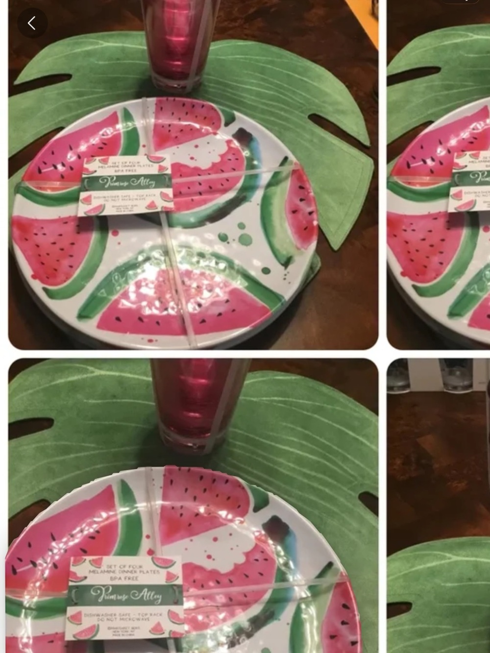 Watermelon Melamine Dinner Plates + matching drinking glasses set of four each